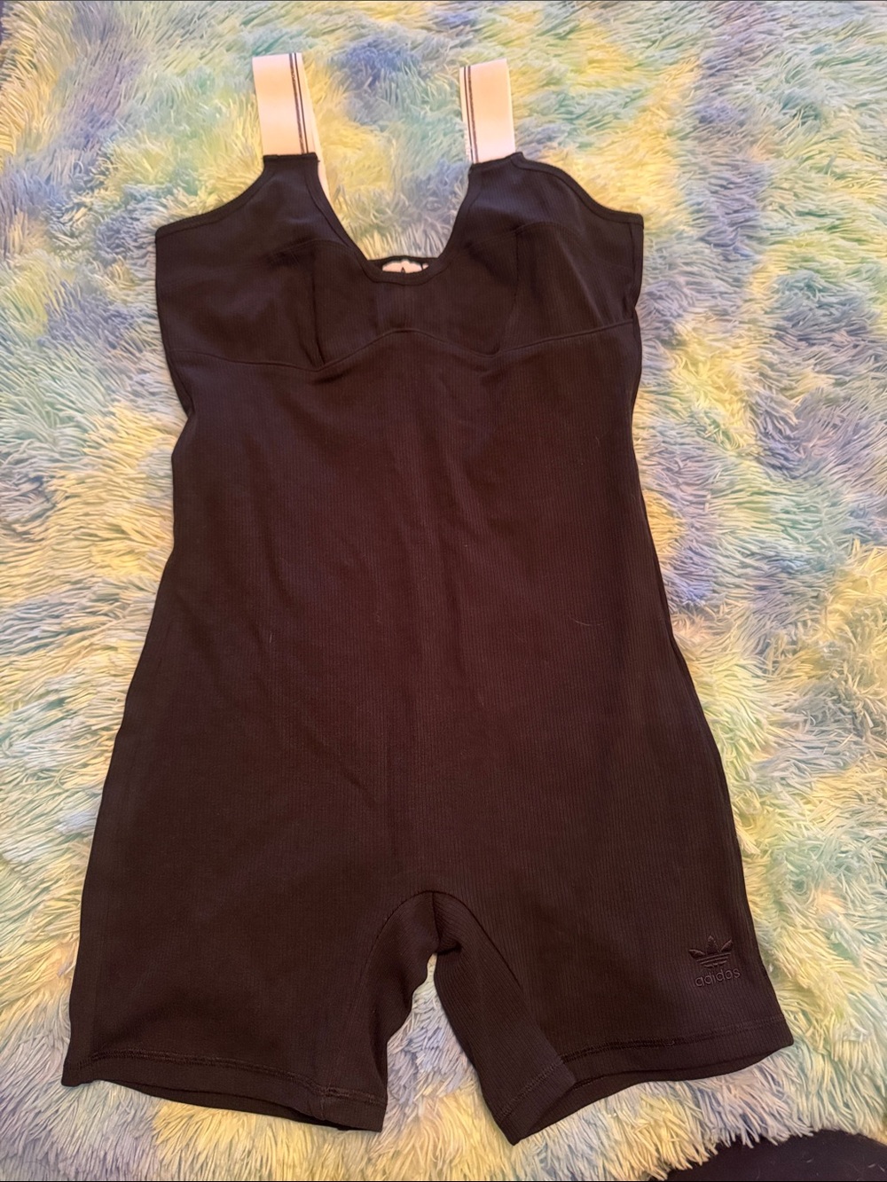 adidas Women’s' Black Ribbed Jumpsuit/Romber with Branded Straps